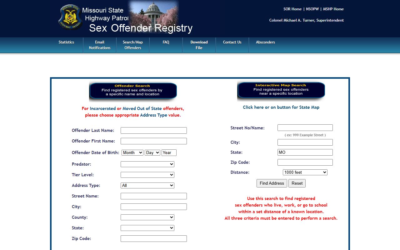 Lewis County arrest records MSHP sex offender search
