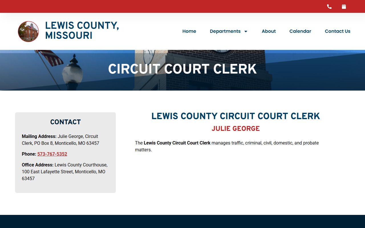 Lewis County court records Circuit Court Clerk page