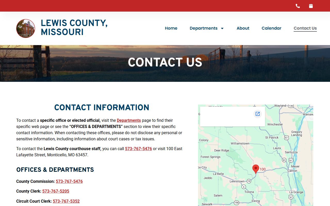 Lewis County court records county contact directory