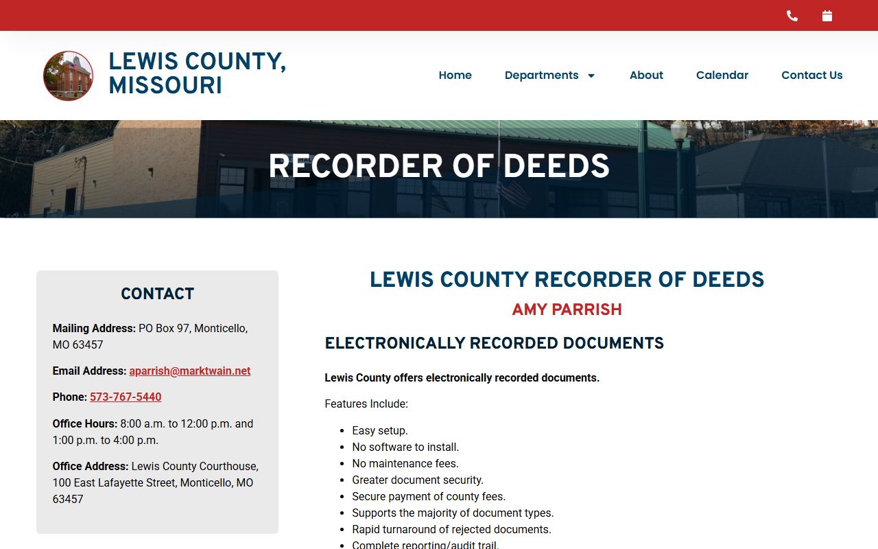 Lewis County marriage records Recorder of Deeds page