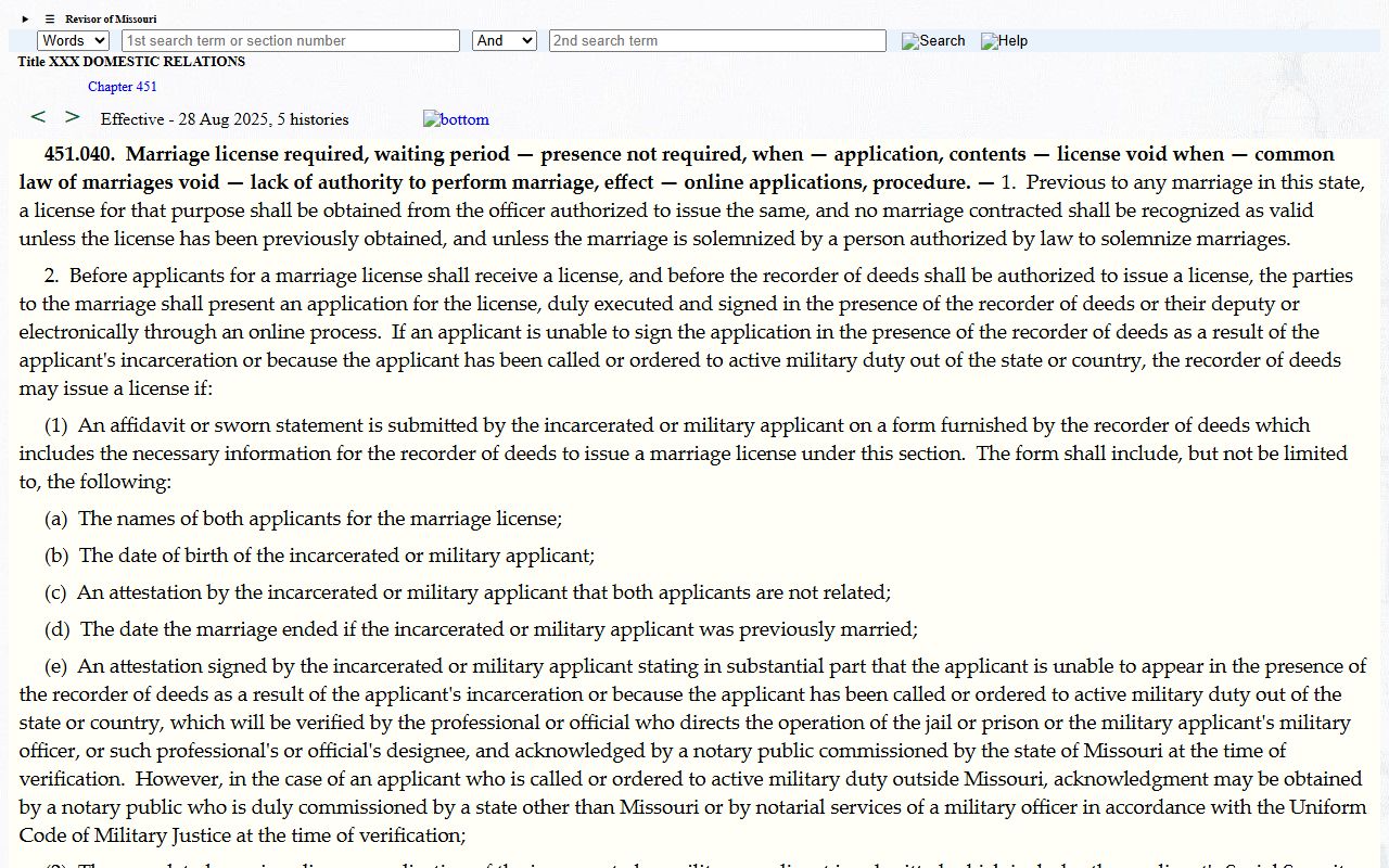 Lewis County marriage records Missouri marriage license statute