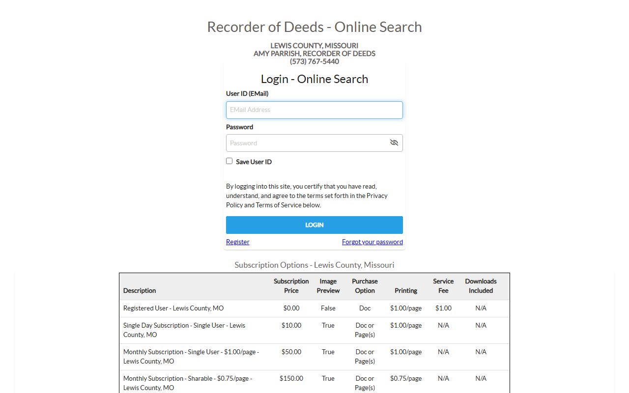 Lewis County marriage records iCounty Recorder search login